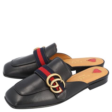 gucci peyton leather mules|Gucci Gucci Peyton Mules In Black Leather With Gs Flats Loafers .